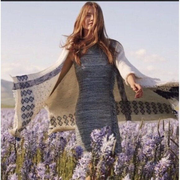 Anthropologie Holding Horses Blue Fringe Dress‎ Medium - Picture 3 of 8